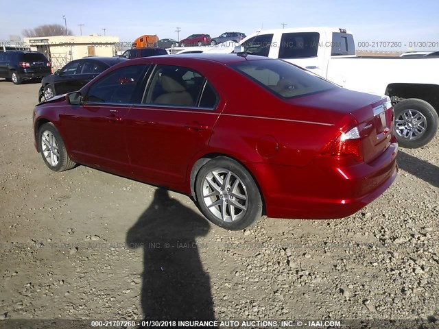 3FAHP0JA2AR382366 - 2010 FORD FUSION SEL RED photo 3