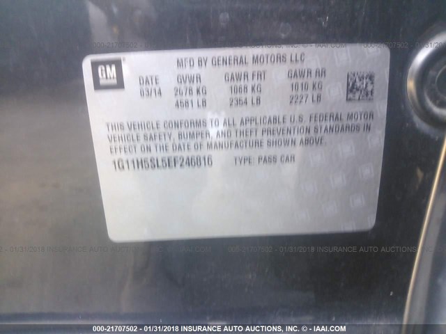 1G11H5SL5EF246816 - 2014 CHEVROLET MALIBU LTZ 灰色 照片 9