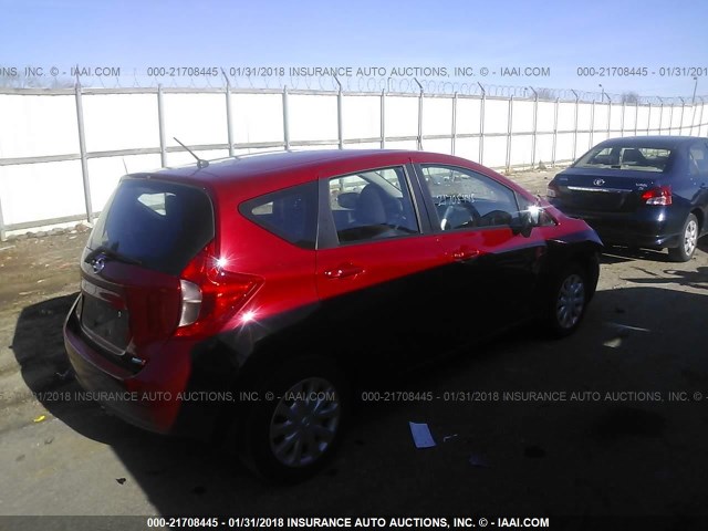 3N1CE2CP5FL397402 - 2015 NISSAN VERSA NOTE S/S PLUS/SV/SL/SR RED photo 4