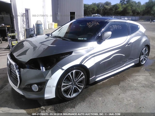 KMHTC6AE3GU258531 - 2016 HYUNDAI VELOSTER TURBO GRAY photo 2