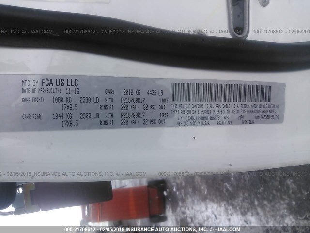 1C4NJCEB8HD186079 - 2017 JEEP COMPASS LATITUDE 白色 照片 9