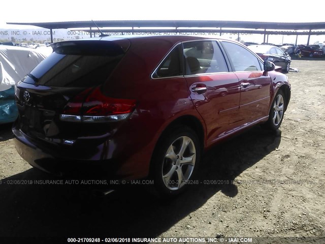 4T3BK11A79U016527 - 2009 TOYOTA VENZA RED photo 4