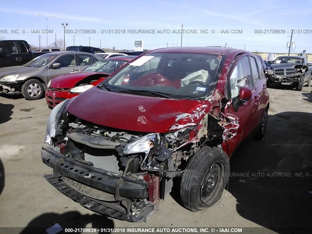3N1CE2CP2EL404448 - 2014 NISSAN VERSA NOTE S/S PLUS/SV/SL RED photo 2