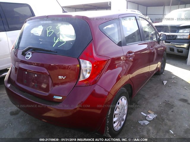 3N1CE2CP2EL404448 - 2014 NISSAN VERSA NOTE S/S PLUS/SV/SL RED photo 4