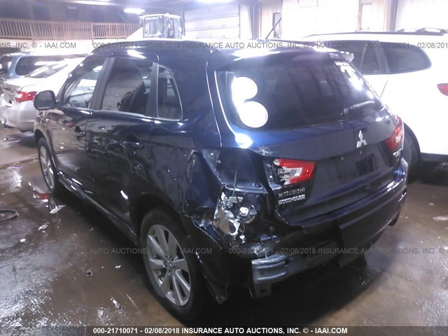 JA4AR4AU8CZ001751 - 2012 MITSUBISHI OUTLANDER SPORT SE Dark Blue photo 3