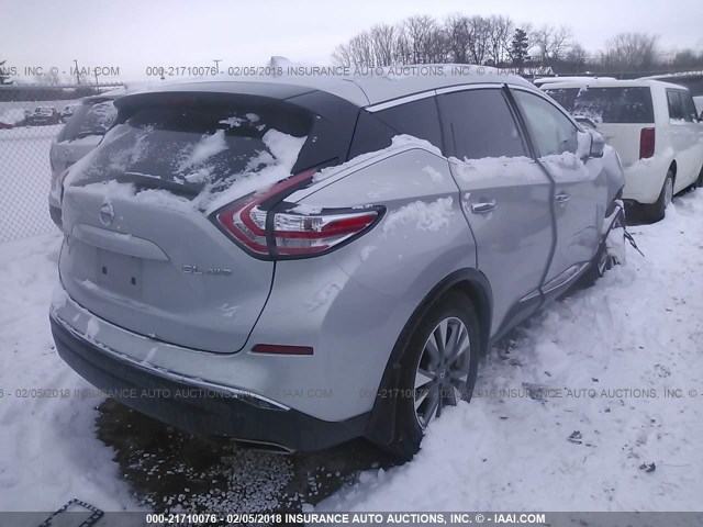 5N1AZ2MH1GN154621 - 2016 NISSAN MURANO S/SL/SV/PLATINUM SILVER photo 4