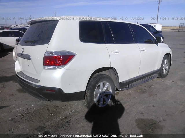 5TDZA3EH4DS044283 - 2013 TOYOTA HIGHLANDER PLUS WHITE photo 4