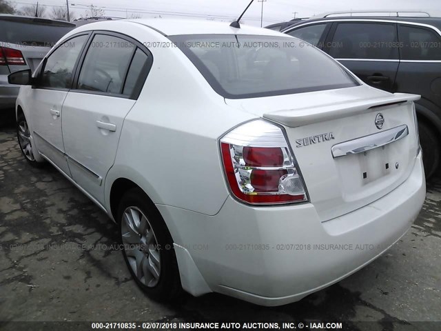 3N1AB6AP9CL706195 - 2012 NISSAN SENTRA 2.0/2.0S/SR/2.0SL WHITE photo 3