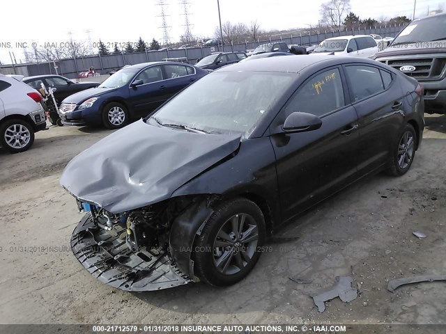 5NPD84LF4JH232025 - 2018 HYUNDAI ELANTRA SEL/VALUE/LIMITED BLACK photo 2