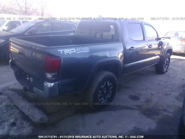 5TFCZ5AN4HX100776 - 2017 TOYOTA TACOMA DBL CAB/SR/TRDSPT/OR/PRO GRAY photo 4