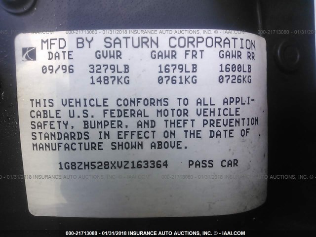 1G8ZH528XVZ163364 - 1997 SATURN SL1 WHITE photo 9