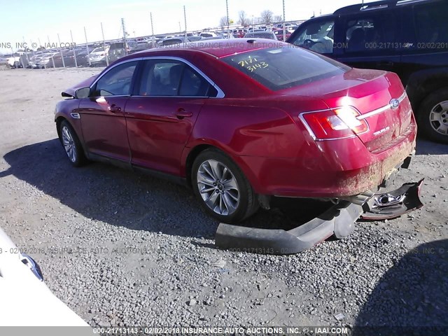 1FAHP2FW7AG124464 - 2010 FORD TAURUS LIMITED RED photo 3