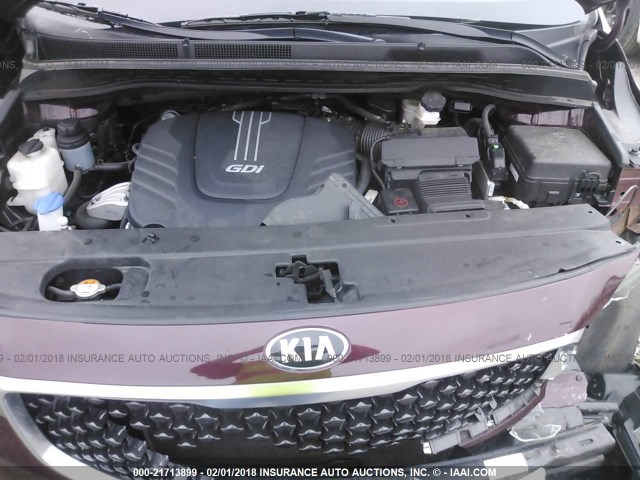 KNDMC5C11G6185564 - 2016 KIA SEDONA EX/SX BURGUNDY photo 10