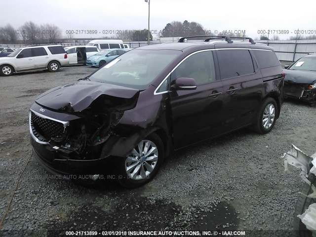 KNDMC5C11G6185564 - 2016 KIA SEDONA EX/SX BURGUNDY photo 2