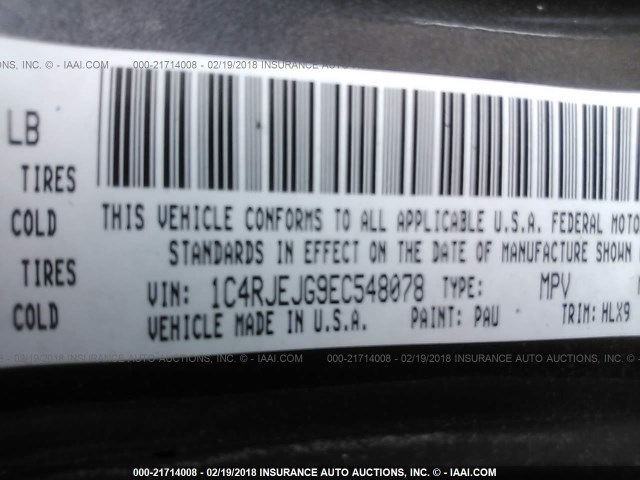 1C4RJEJG9EC548078 - 2014 JEEP GRAND CHEROKEE SUMMIT 灰色 照片 9