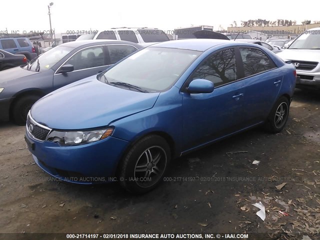 KNAFT4A28D5692393 - 2013 KIA FORTE LX BLUE photo 2