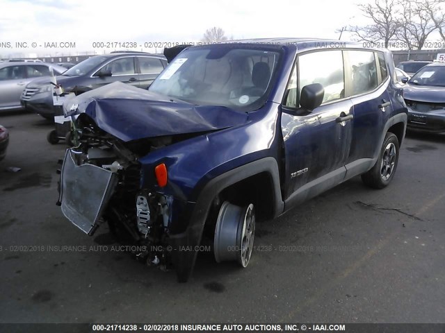 ZACCJBAW2GPC52698 - 2016 JEEP RENEGADE SPORT Կապույտ լուսանկար 2