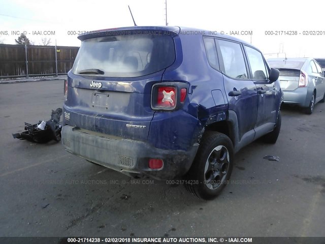 ZACCJBAW2GPC52698 - 2016 JEEP RENEGADE SPORT Կապույտ լուսանկար 4