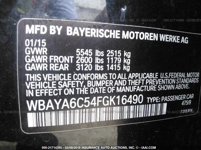 WBAYA6C54FGK16490 - 2015 BMW 740 I BLACK photo 9