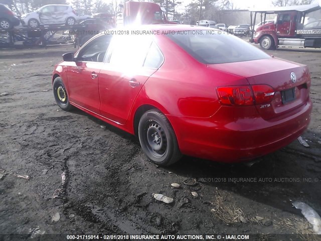 3VW2K7AJ1DM369937 - 2013 VOLKSWAGEN JETTA S 红色 照片 3