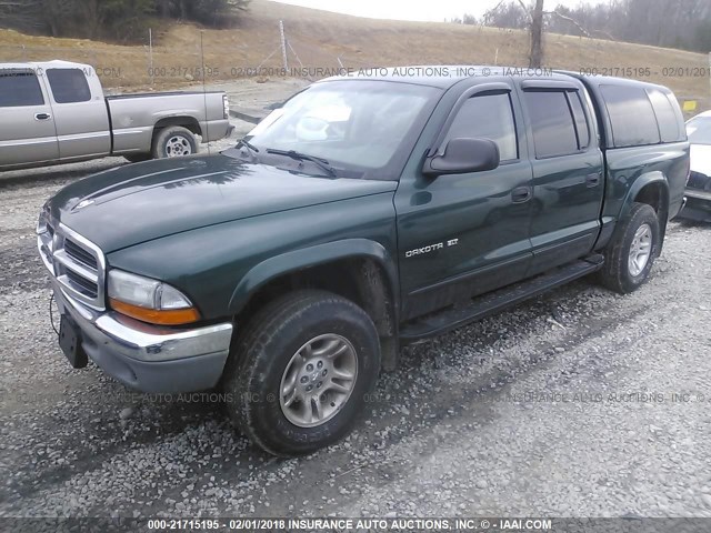 1B7GG2AN51S181876 - 2001 DODGE DAKOTA QUAD GREEN photo 2