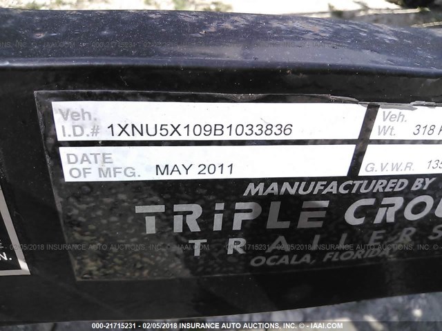 1XNU5X109B1033836 - 2011 UTILITY TRAILER BLACK photo 9