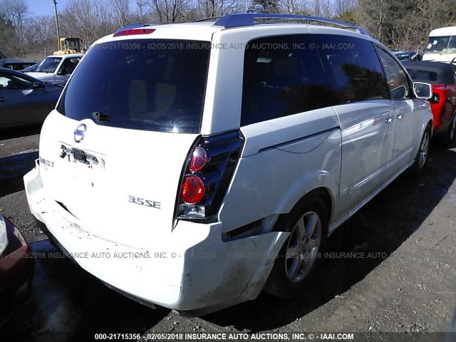 5N1BV28U37N137410 - 2007 NISSAN QUEST S/SE/SL WHITE photo 4