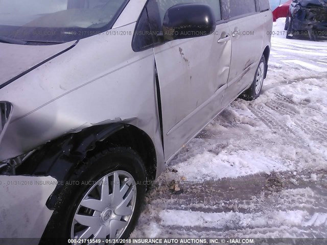 5TDZK23C38S191537 - 2008 TOYOTA SIENNA CE/LE SILVER photo 6