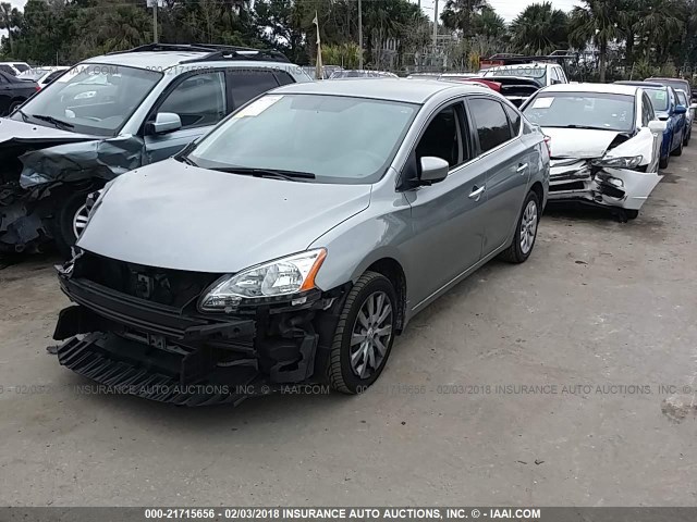 3N1AB7AP5EY236484 - 2014 NISSAN SENTRA S/SV/SR/SL SILVER photo 2