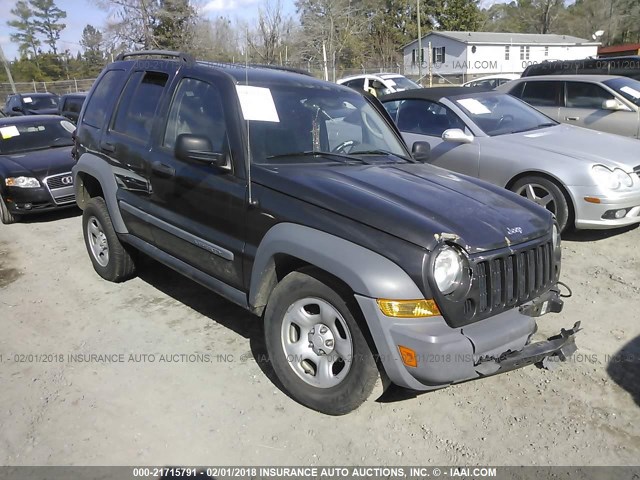 1J4GL48K65W587774 - 2005 JEEP LIBERTY SPORT BLACK photo 1