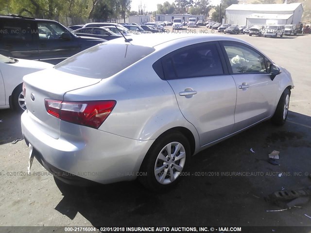 KNADM4A31D6177520 - 2013 KIA RIO LX SILVER photo 4