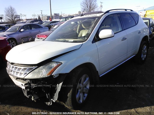 JN8AZ08W26W551849 - 2006 NISSAN MURANO SL/SE/S WHITE photo 2