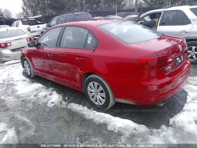 3VW2K7AJ3EM433185 - 2014 VOLKSWAGEN JETTA S 红色 照片 3