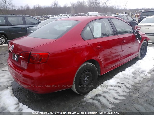 3VW2K7AJ3EM433185 - 2014 VOLKSWAGEN JETTA S 红色 照片 4