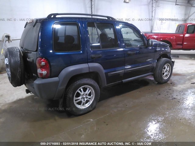 1J4GL48K74W175314 - 2004 JEEP LIBERTY SPORT BLUE photo 4