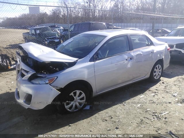 2T1BU4EE5BC599611 - 2011 TOYOTA COROLLA S/LE SILVER photo 2