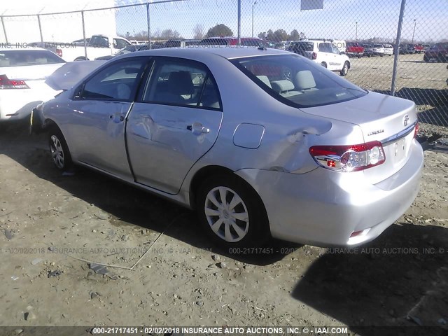 2T1BU4EE5BC599611 - 2011 TOYOTA COROLLA S/LE SILVER photo 3