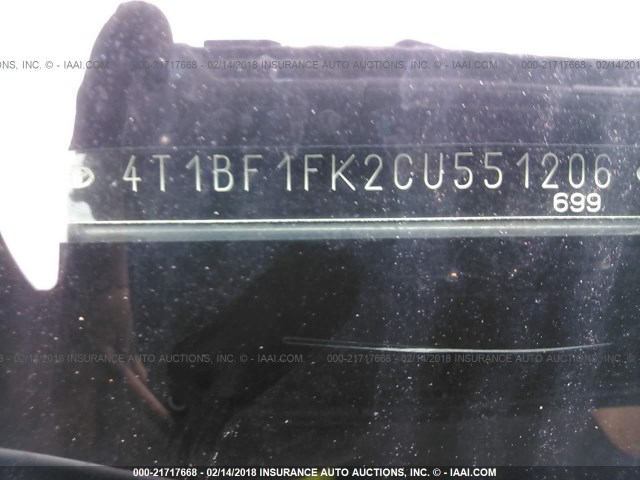 4T1BF1FK2CU551206 - 2012 TOYOTA CAMRY SE/LE/XLE Белый фото 9