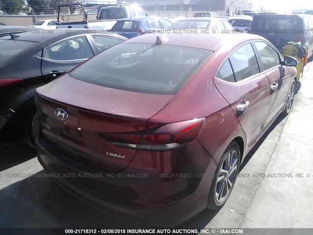 KMHD84LF3HU263634 - 2017 HYUNDAI ELANTRA SE/VALUE/LIMITED RED photo 4