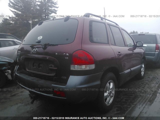 KM8SC73D05U941807 - 2005 HYUNDAI SANTA FE GLS/LX RED photo 4