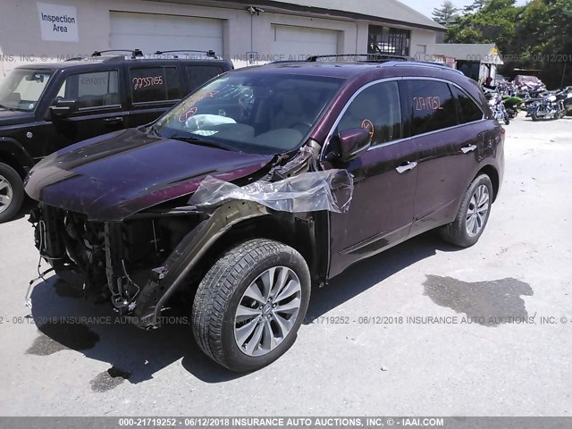 5FRYD4H46EB035879 - 2014 ACURA MDX TECHNOLOGY MAROON photo 2