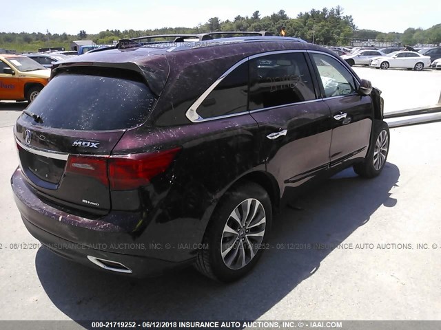 5FRYD4H46EB035879 - 2014 ACURA MDX TECHNOLOGY MAROON photo 4