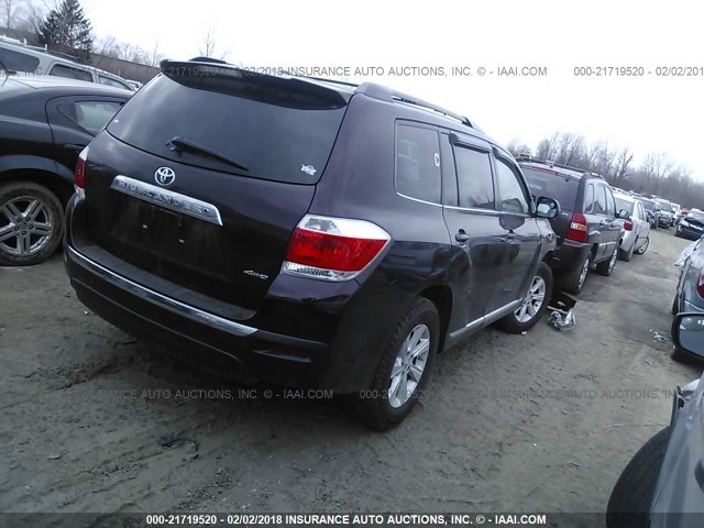 5TDBK3EH3CS168266 - 2012 TOYOTA HIGHLANDER SE BURGUNDY photo 4