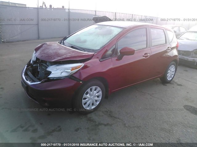 3N1CE2CP6FL352498 - 2015 NISSAN VERSA NOTE S/S PLUS/SV/SL/SR RED photo 2