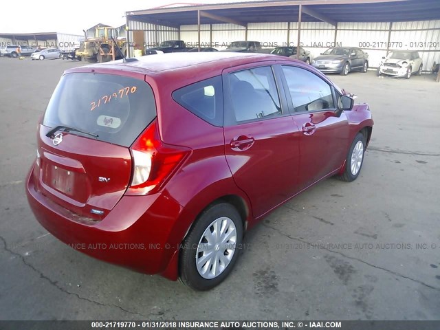 3N1CE2CP6FL352498 - 2015 NISSAN VERSA NOTE S/S PLUS/SV/SL/SR RED photo 4