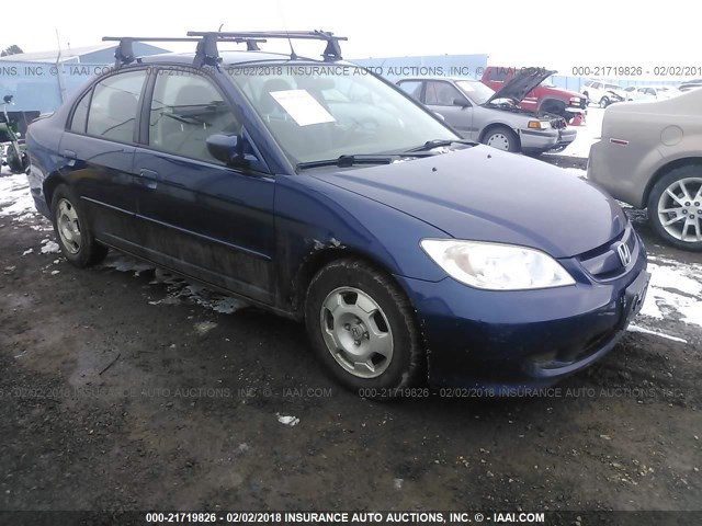 JHMES95615S013058 - 2005 HONDA CIVIC HYBRID BLUE photo 1