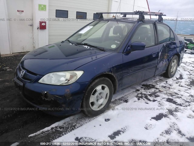 JHMES95615S013058 - 2005 HONDA CIVIC HYBRID BLUE photo 2