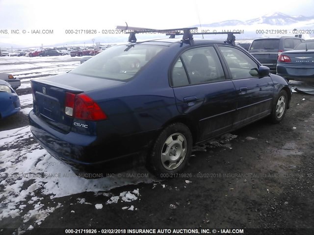 JHMES95615S013058 - 2005 HONDA CIVIC HYBRID BLUE photo 4