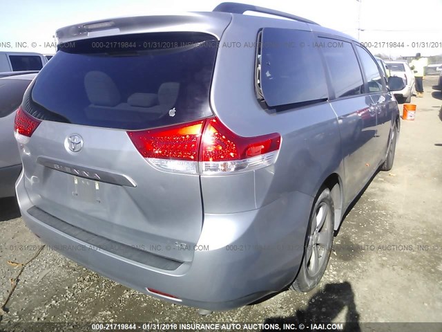 5TDKK3DC9BS130562 - 2011 TOYOTA SIENNA LE SILVER photo 4