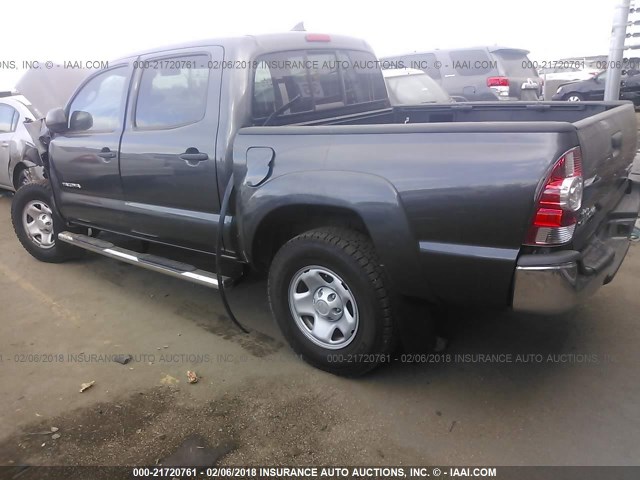 5TFJX4GNXCX009616 - 2012 TOYOTA TACOMA DOUBLE CAB GRAY photo 3